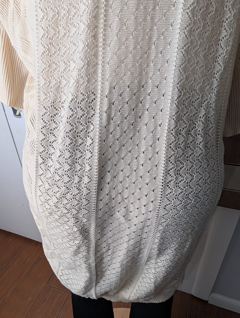 Pink Rose Open Knit Cream Cardigan Size M - Picture 6 of 8